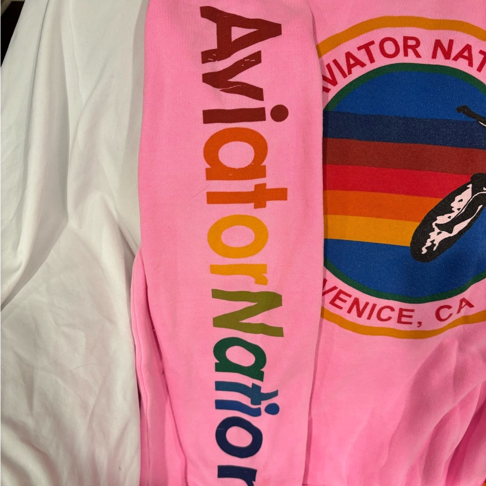 Aviator Nation Pink Rainbow Graphic Sweater - Picture 2 of 3